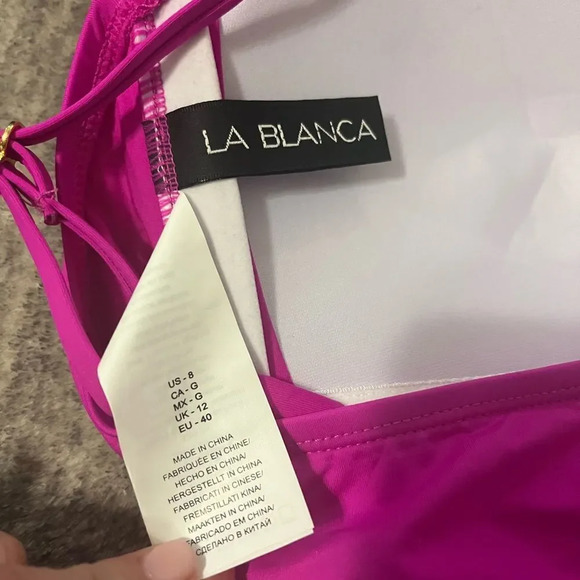 LA BLANCA Island Goddess Bandeau Mio One-Piece Swimsuit new size 8 pink - Picture 6 of 9